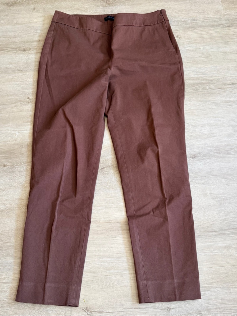 Talbots Chatham Ankle Pants Sz 14 split ankle flat front side zip Brown